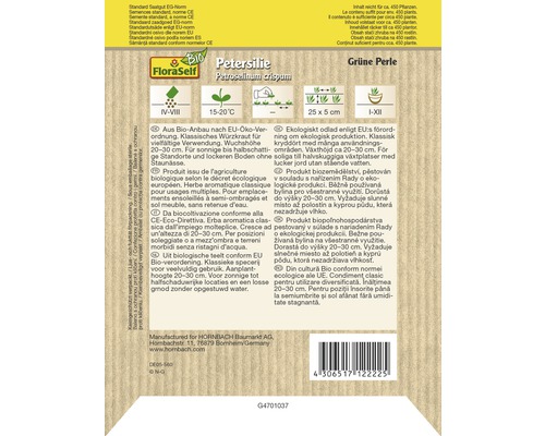 Semená petržlenu odrody Grüne Perle