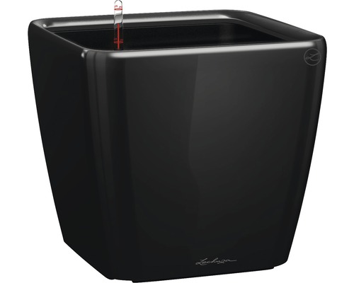 Čierny kvetináč s ukazovateľom hladiny vody