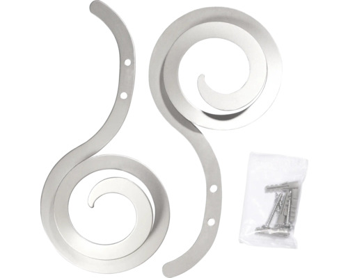 Dva špirálové kovové držiaky na kvetináče so skrutkami na montáž na stenu