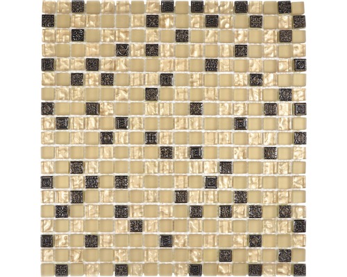 Sklenená mozaika s prírodným kameňom XCM M960 30,5x32,5 cm béžová