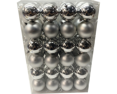 Balenie vianočných gúľ, striebornej farby, z plastu