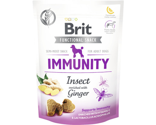 Maškrta pre psov Brit Care Dog Functional Snack Immunity Insect 150 g Brit Functional Snack Immunity psie občerstvenie s hmyzom a zázvorom