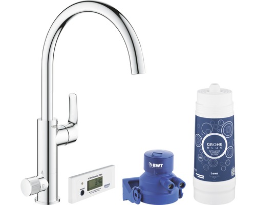Kuchynská batéria Grohe Blue s filtrom, hlavicou filtra, filtračnou patrónou a časovačom