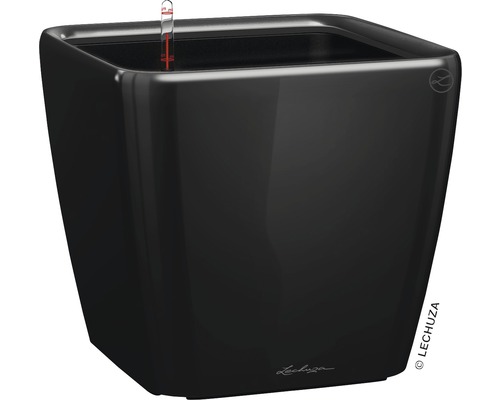 Čierny kvetináč s ukazovateľom hladiny vody