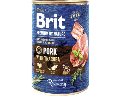 Konzerva pre psov Brit Premium by Nature Pork with Trachea 400 g