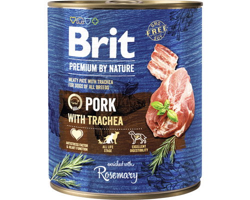 Konzerva pre psov Brit Premium by Nature Pork with Trachea 800 g