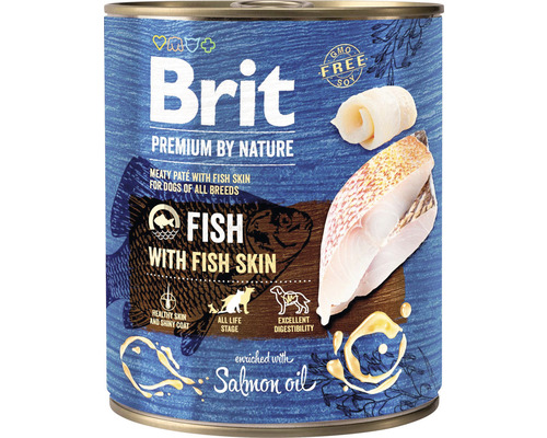 Konzerva pre psov Brit Premium by Nature Fish with Fish Skin 800 g Brit Premium psie krmivo s rybou a rybou kožou v konzerve