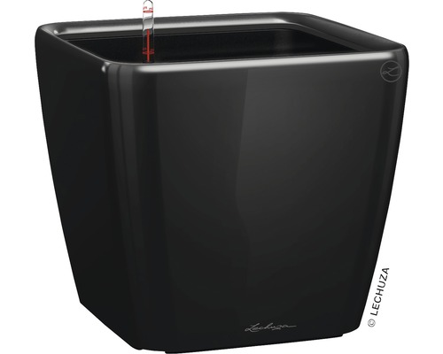 Čierny kvetináč s ukazovateľom hladiny vody