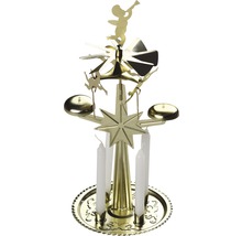 Zlatá pyramída s anjelom, sviečkami a držiakmi na čajové sviečky na vianočné obdobie