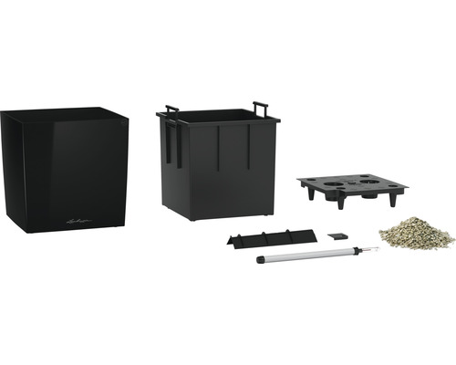 Kompletná súprava kvetináčov s vložkou, zavlažovacím systémom, ukazovateľom hladiny vody a rastlinným granulátom.