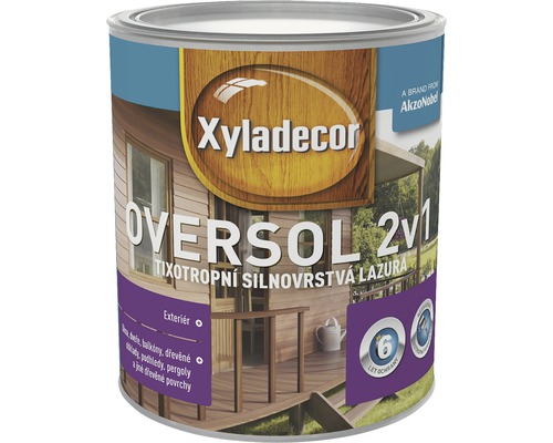 Lazúra na drevo Xyladecor Oversol vlašský orech 0,75 l Xyladecor Oversol 2v1 plechovka lazúry na drevo pre exteriér