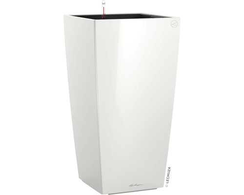 Samozavlažovací kvetináč Lechuza Cubico 40 kompletný set v. 75 cm lesklý biely Biely kvetináč so zavlažovacím systémom
