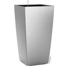 Vysoký, strieborný kvetináč s ukazovateľom hladiny vody