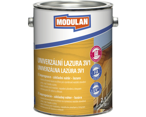 Lazúra na drevo Modulan 3v1 2,5 l bezfarebná