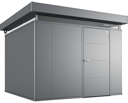 Plechový záhradný domček Biohort CasaNova 3x3 pravé dvere 304x304 cm tmavosivý metalický Záhradný domček Casa Nova s dverami