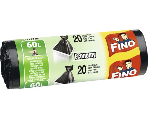 Vrecia na odpad Fino Economy čierne 20x60 l-0