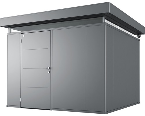 Plechový záhradný domček Biohort CasaNova 3x3 ľavé dvere 304x304 cm tmavosivý metalický Kovový záhradný domček s dverami