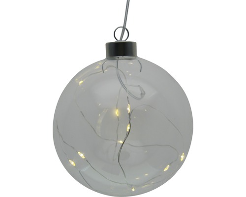 Dekorácia Lafiora sklenená guľa 10 LED Ø12 cm teplé biele svetlo