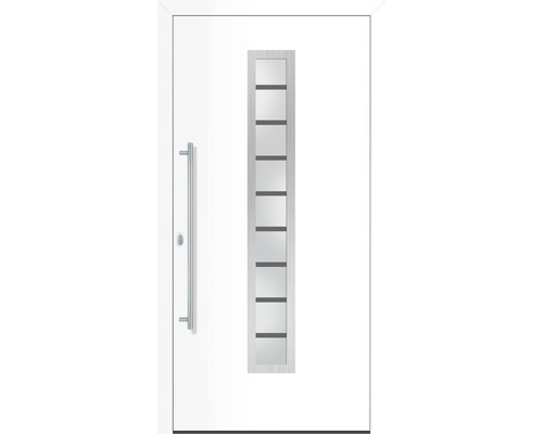 Biele vchodové dvere so sklenenou vložkou a držadlom