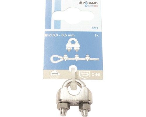 Lanová svorka 3 mm 1/8" Drôtená svorka PÖSAMO, priemer 6,0 až 6,5 milimetra