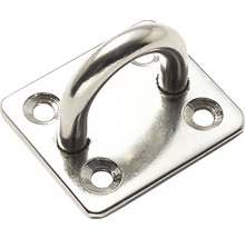 Stropný hák z nehrdzavejúcej ocele so štvorcovou montážnou doskou a štyrmi upevňovacími otvormi