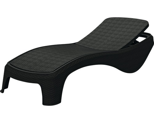 Čierne záhradné ležadlo z umelého pletiva s nastaviteľným operadlom