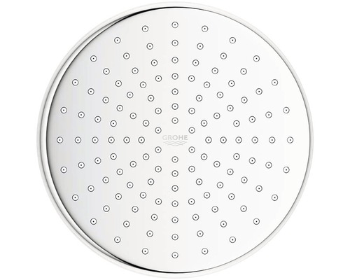 Okrúhla hlavová sprcha s logom Grohe a niekoľkými vodnými tryskami