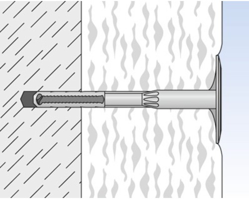 Ilustrácia nylonovej hmoždinky upevnenej v stene