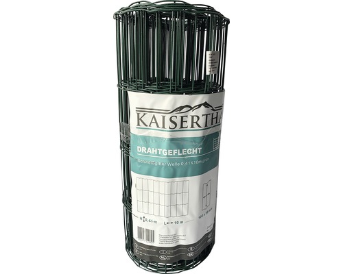 Zvárané pletivo Kaiserthal zvlnené PVC 41cm x 10m zelené Rolka zeleného drôteného pletiva Kaiserthal, veľkosť ôk 100x50 milimetrov, 0,41x10 metrov