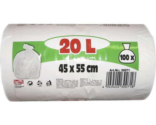 Rolka vriec na odpadky so 100 kusmi, objem 20 litrov a rozmery 45 x 55 cm
