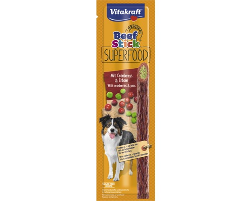 Maškrta pre psov Vitakraft Beef Stick Superfood hrášok a brusnica 1 ks
