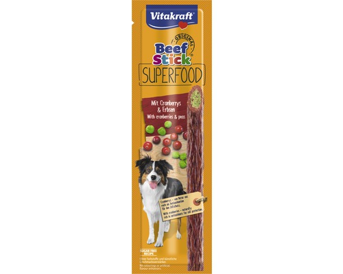 Maškrta pre psov Vitakraft Beef Stick Superfood hrášok a brusnica 1 ks Vitakraft Beef Stick Superfood pre psov s brusnicami a hráškom