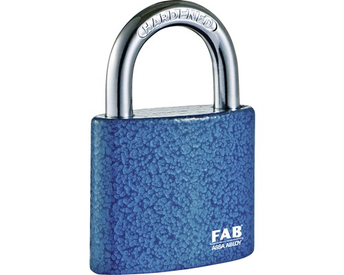 Visiaci zámok s tvrdeným strmeňom a logom FAB Assa Abloy