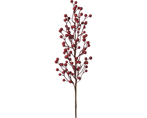 Dekorácia vetva s bobuľami 71 cm červená