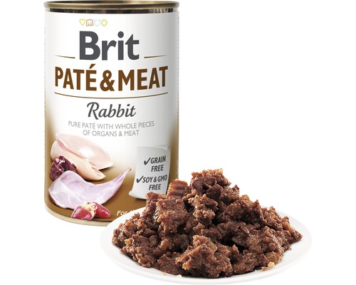 Brit Paté & Meat Rabbit konzerva pre psov s obsahom