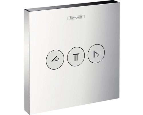 Logo Hansgrohe, štvorcový ovládací panel so symbolmi funkcie sprchy