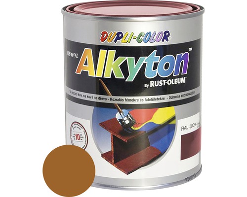Samozákladová farba na hrdzu i drevo lesklá Alkyton 0,75 l okrová hnedá RAL8001