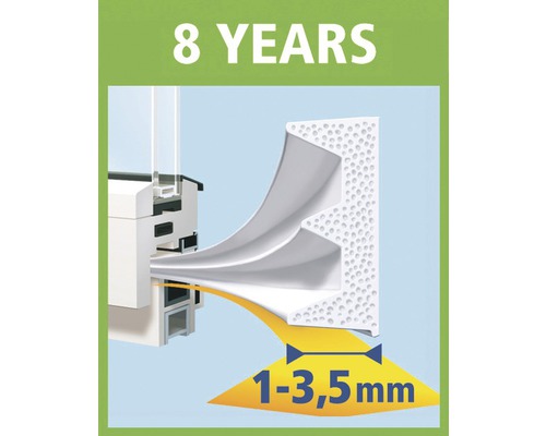 Profil tesnenia okien s osemročnou zárukou a šírkou medzery 1 až 3,5 milimetra