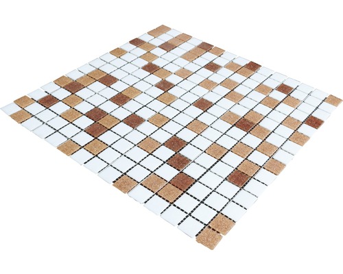 Mozaiková dlaždica so štvorcovými kameňmi v rôznych zemitých tónoch
