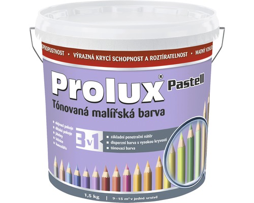 Farba na stenu Prolux Pastell 0347 fialová 1,5 kg Vedro tónovanej disperznej farby pre interiéry