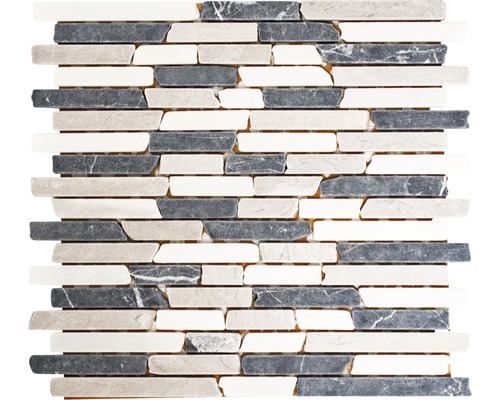 Mozaika z prírodného kameňa MOS Brick 1125 béžová/sivá/biela mix 30,5 x 32,5 cm