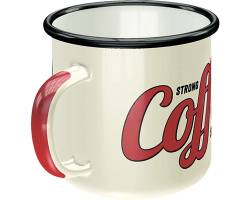 Smaltovaný hrnček s nápisom Silná káva