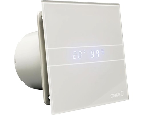 Kúpeľňový ventilátor CATA E100 GSTH strieborný s časovačom, displejom a funkciou mikroventilácie