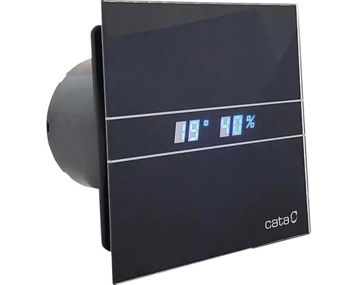 Kúpeľňový ventilátor CATA E100 GBTH čierny s časovačom, displejom a funkciou mikroventilácie-0