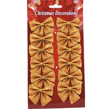 Balenie zlatých mašlí na vianočné dekorácie