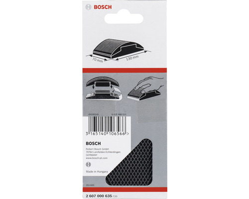 Brúsna pätka Bosch s rozmermi 70 x 130 milimetrov.