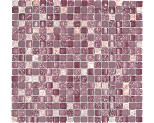 Sklenená mozaika s prírodným kameňom XCM M940 30,5x32,5 cm ružová