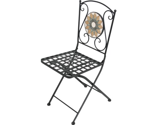 Záhradná stolička skladacia Garden Place Retro 60 x 53 x 77 cm kovová s mozaikovým dekorom antracitová