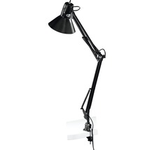 Čierna stolná lampa so svorkou pre flexibilné osvetlenie