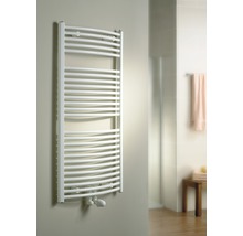 Biely radiátor na uteráky na stene kúpeľne